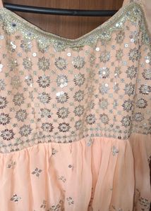 Beautiful Peach Sequined Kurta Set perfect for par
