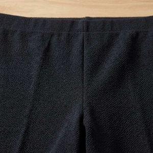 Black Textured Wide Leg Pants