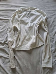 Ribbed Collared Long Sleeve Top