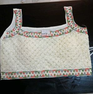White Sequined Blouse and lengha