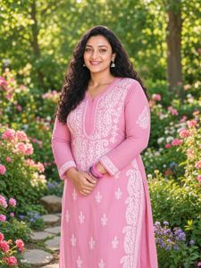 Beautiful Pink Chikankari Sheer Kurta with inner