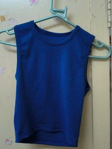 Royal Blue Sleeveless Crop Top