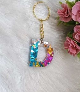 Letter D Glitter Keychain