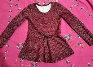 Patterned Fit & Flare Top