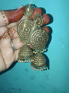 Gold-toned Jhumka Earrings