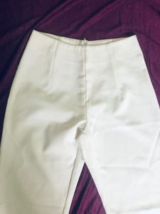 White Straight Leg Trousers- High waist