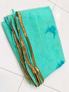Elegant Aqua Blue Embroidered Saree