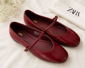 Zara Red Patent Mary Jane Flats
