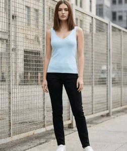 Light Blue V-Neck Tank Top