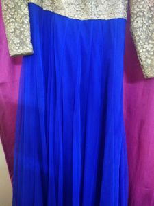 Elegant Blue &amp; Gold Ethnic Gown