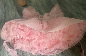 fix price Pink Tulle Dress with Floral Appliques