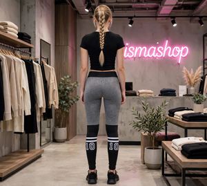 Grey Heathered Leggings with Black Accents