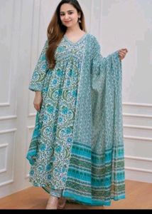 Beautiful Blue Floral Kurta Set