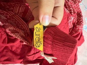 Aurelia Reddish pink a line skirt with White Print