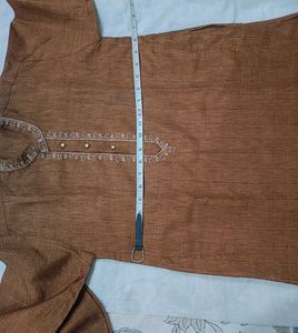 🛑Brown Embroidered Kurta -3 Pice set