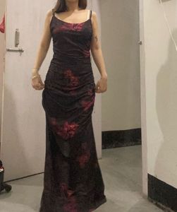 PRINTED MAXI MESH DRESS