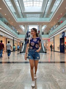 Stylish Blue Floral Top Tie n die