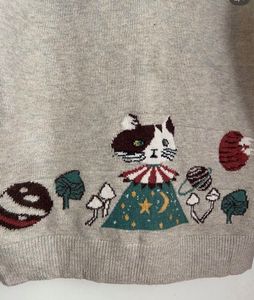 Cute Cat Embroidered Knit Cardigan