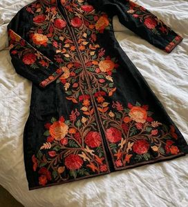 kashmiri black jacket style kurta