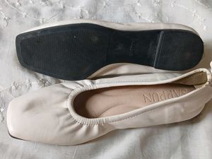 Cream Ballet Flats - Square Toe