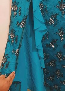 Cyan Color Stunning Embellished Gown 30 Bust