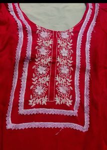 Elegant pink Kurta with White Embroidery