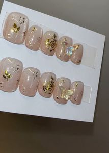 Elegant Rose & Butterfly Press-On Nails