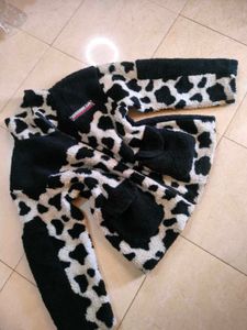 Cow Print Fleece Jacket🐄🤠🩰📦🪞🍂