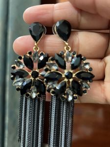 Sparkling Black Chandelier Earrings