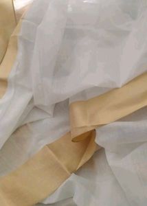 Elegant White &amp; Gold Saree