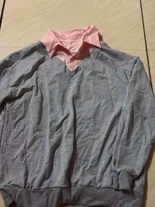 pink sweatshirt/cardigan