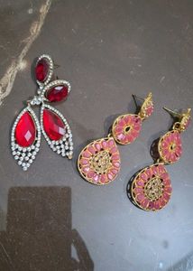 Red & Pink Statement Earrings