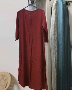 Maroon Micro Print V-neck Kurta
