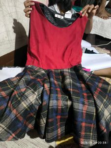 Chic Red &amp; Plaid Dress