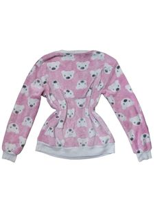 Cute Pink Fluffy Bear Print Top