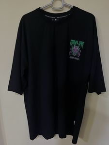 Black Oversized Back Printed T Shirt