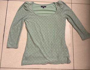 Mint Green Broderie Anglaise Top
