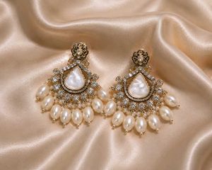 Elegant Pearl & Crystal Chandelier Earrings