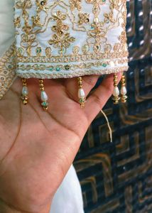 Elegant White &amp; Gold Embroidered Kurta Set