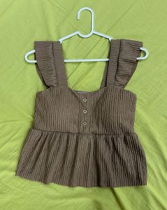 Brown Ruffle Paded Top
