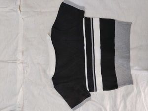 Striped V-Neck Polo Top