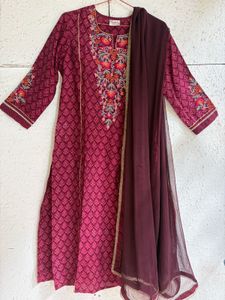 Embroidered Kurta Set with Dupatta