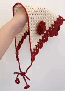 Handmade Crochet Scarf with Flower Detail