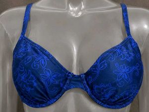 Blue Floral Print Bikini Top