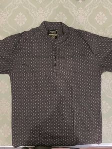 Men's Grey Polka Dot Kurta