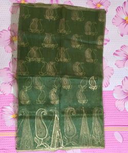 Elegant Green Golden Work Saree