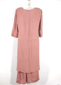 Peach Plain Kurta With Bottom Set (Women's)
