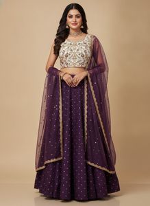 Embroidered Lehenga Choli Set (Free size upto L)