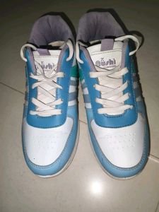 Stylish White &amp; Blue Sneakers