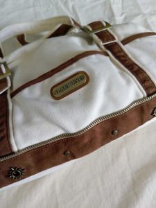 Stylish White &amp; Brown Hobo Bag